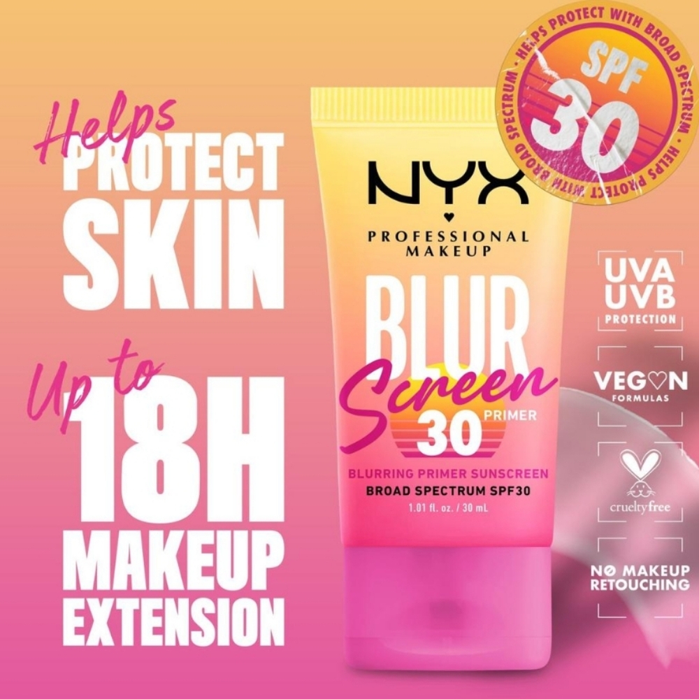 NYX BLUR SCREEN SPF 30 BLURRING MAKEUP PRIMER.